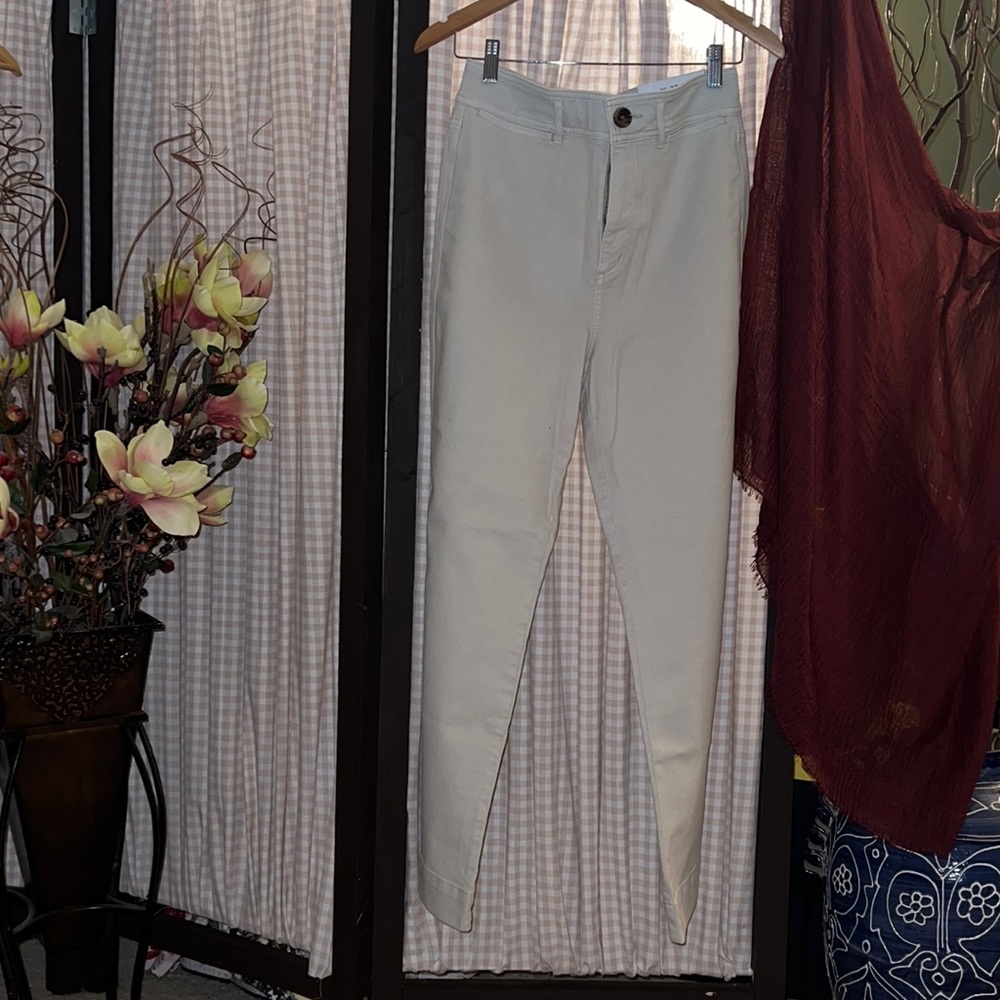 🎄LOFT Ivory/Ecru High Waist Slim Wide Leg Jeans Sz. 4/27~NWT!